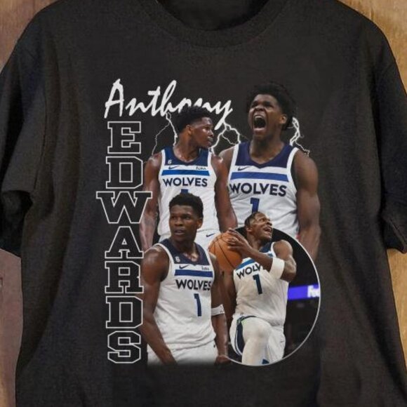 Wolves Anthony Edwards Shirt Vintage REtro Graphic Tee Minnesota Basketball Tee - Picture 3 of 3